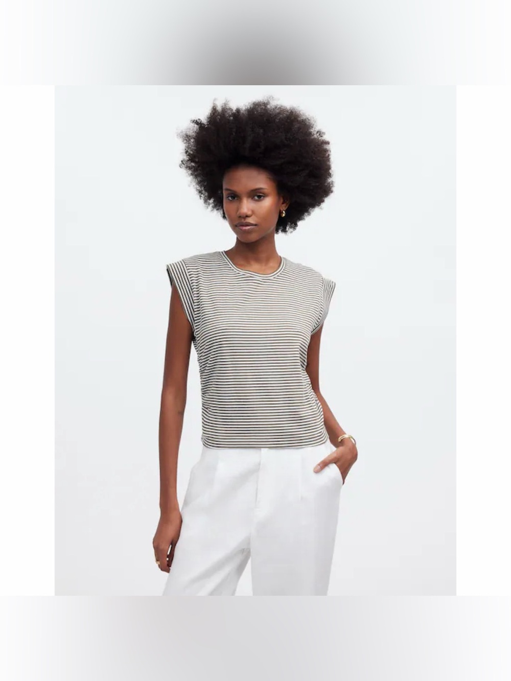 Madewell Side-Cinch Stripe Muscle Tee - Picture 5 of 6
